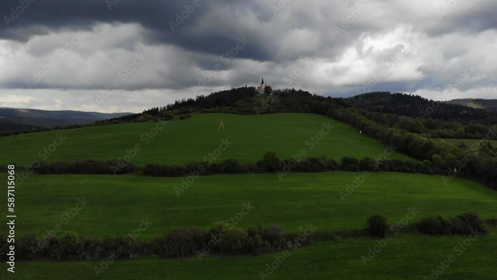 Castle on the hill drone view. High quality 4k footage Castle on the hill drone view. High quality 4k footage
