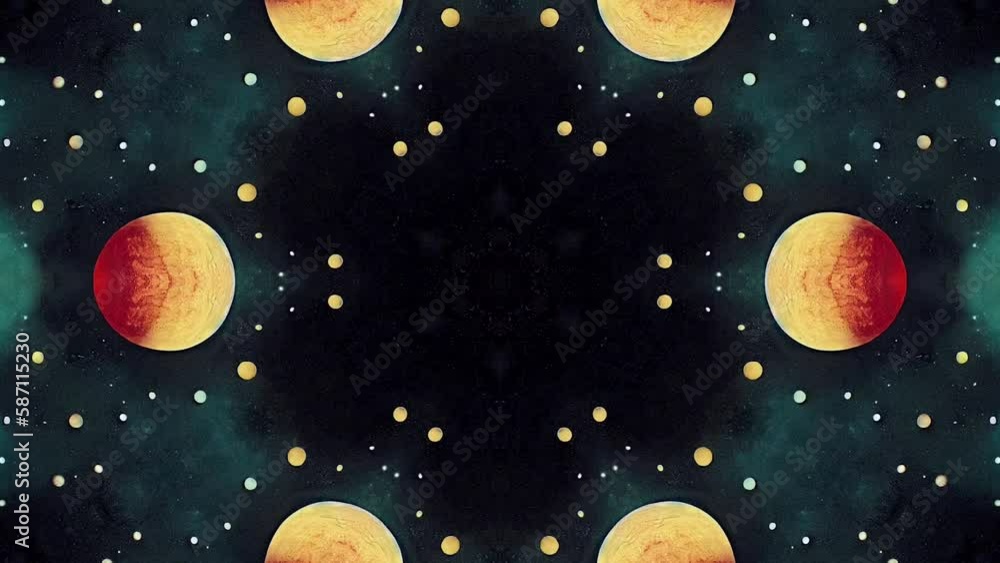 Paper Moon kaleidescope trippy vj seamless looping animations, weird surreal dreamscape abstracts for music visualizers, acid flashback montages, strange and glitchy effects that hypnotize and inspire