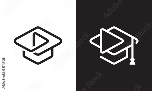 graduate and play logo design. online education symbol vector illustration.