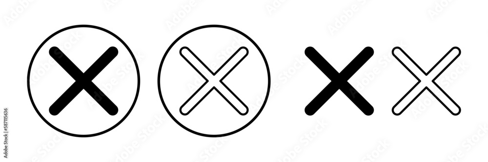 Close vector icon. Delete icon. remove, cancel, exit symbol. Close vector icon. Delete icon. remove, cancel, exit symbol.