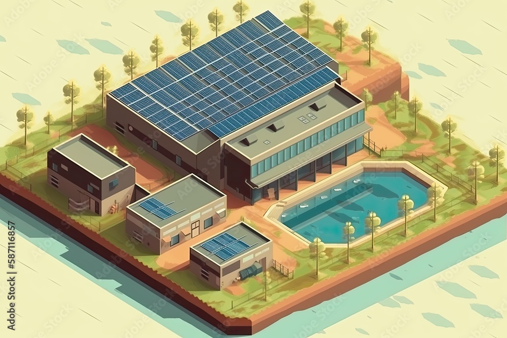 house with a solar panel system installed on its roof. Generative AI house with a solar panel system installed on its roof. Generative AI