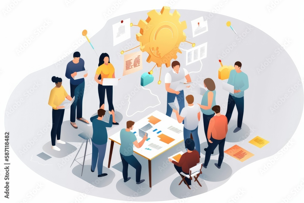 Brainstorming Event, group of people. Generative ai. Brainstorming Event, group of people. Generative ai.