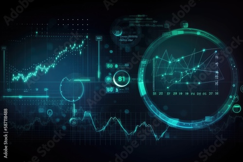 Stock market finance prosperity and money technology asset background. Illustration. Generative ai.