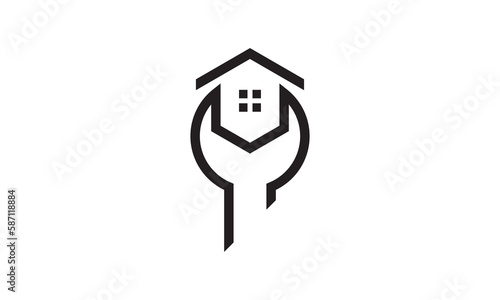 home repair logo design. simple creative line vector illustration