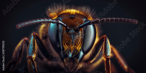 amazing macro photography of a bee, close up