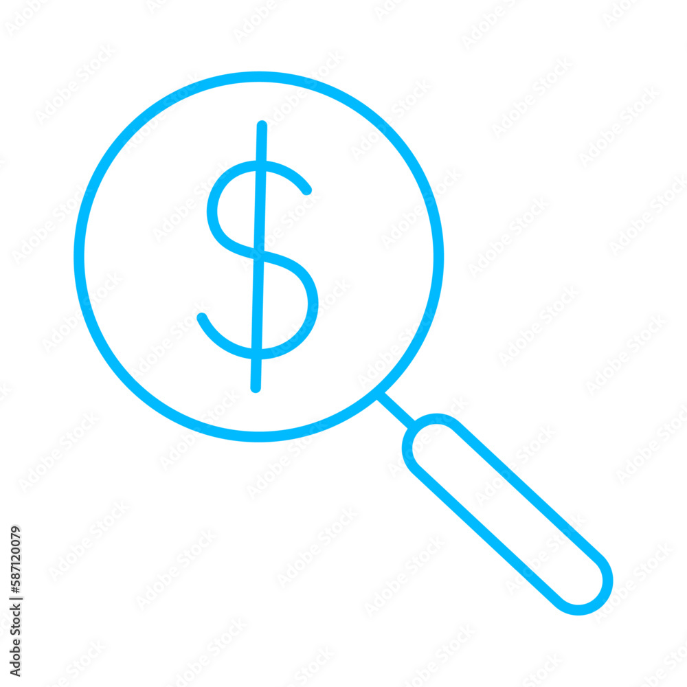 search finance icon with blue outline style. finance, business, calculator, money, set, icon, bank. Vector illustration search finance icon with blue outline style. finance, business, calculator, money, set, icon, bank. Vector illustration