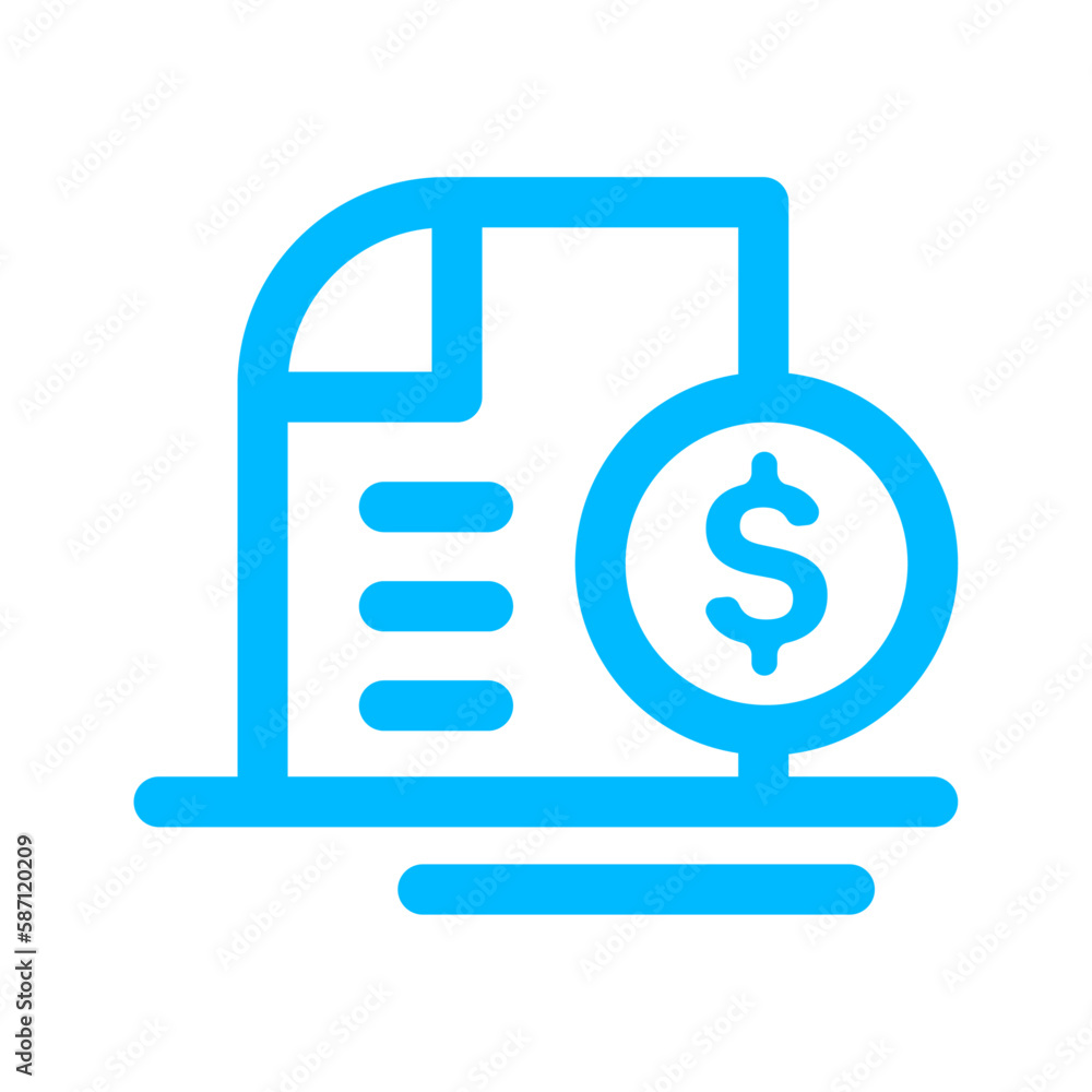 document finance icon with blue outline style. icon, business, finance, sign, symbol, vector, line. Vector illustration document finance icon with blue outline style. icon, business, finance, sign, symbol, vector, line. Vector illustration