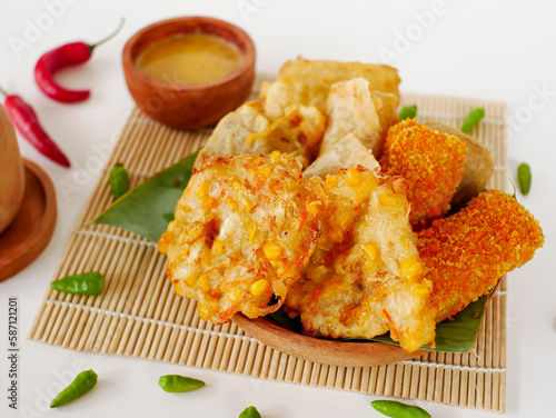 Fotografie Gorengan or fried food is one type of popular snack in Indonesia