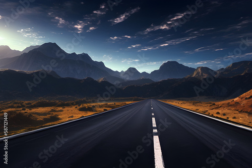 road to the mountains, background, sky, nature - generative ai