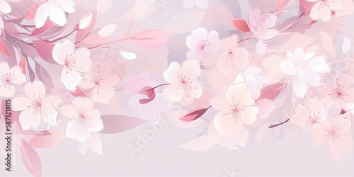 Watercolor cherry blossoms creating a background with space for Copy - Generative AI Art