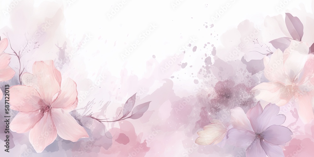 Fototapeta premium Watercolor pink floral background Generative Art