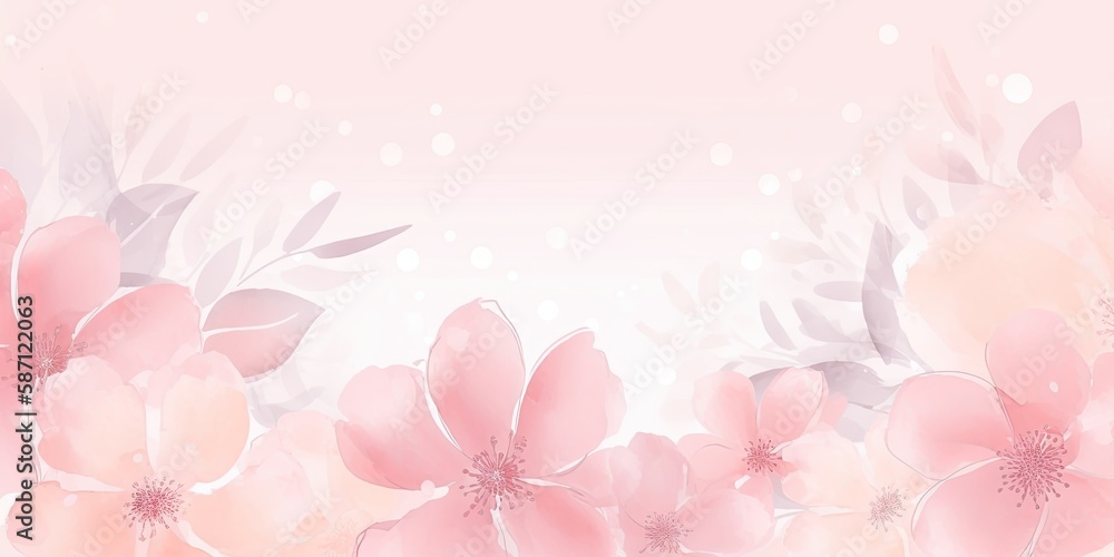 Watercolor pink floral background Generative Art