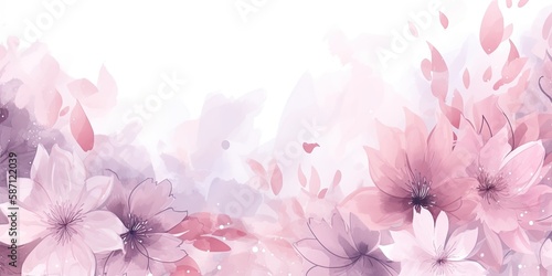 Watercolor pink floral background Generative Art