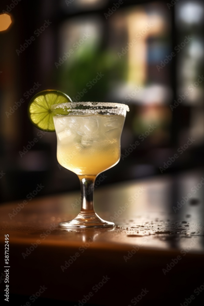 A refreshing margarita with lime. Generative AI. A refreshing margarita with lime. Generative AI.