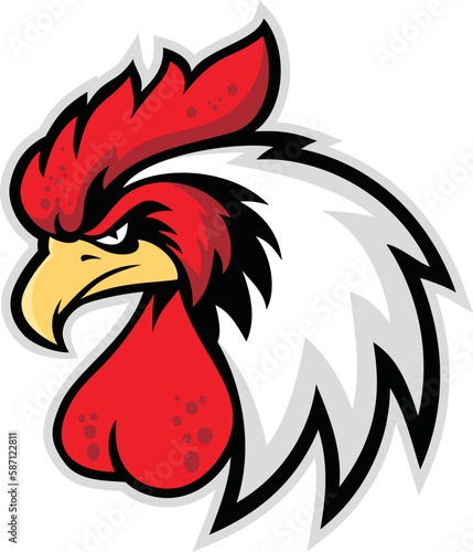 Rooster head mascot logo isolated on white background