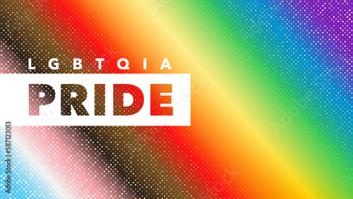 Colorful LGBTQIA PRIDE banner with glitter. Vector illustration template for festival parades, parties, and social events.