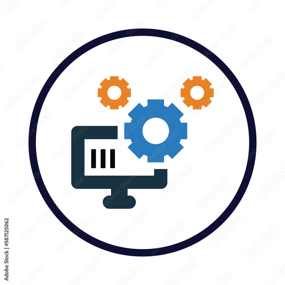 computer, monitor, gear, setting, update, software, computer software update icon