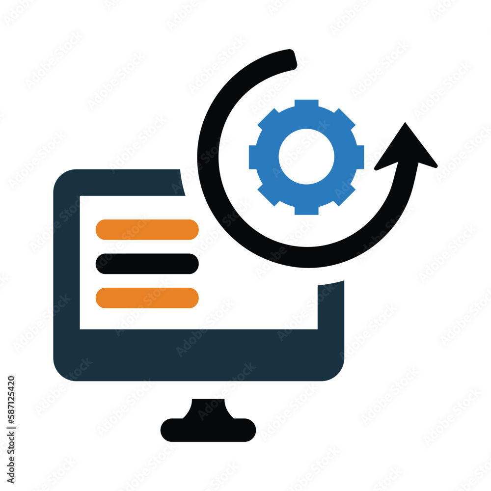computer, monitor, gear, setting, update, software, computer software update icon computer, monitor, gear, setting, update, software, computer software update icon