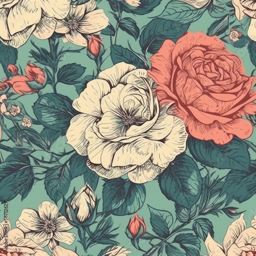 Vintage Floral Pattern Generative Ai