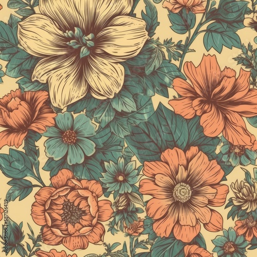 Vintage Floral Pattern Generative Ai