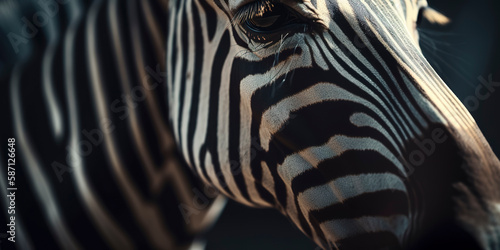 cinematic close up of a zebra