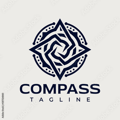 Minimalist abstract travel rose compass logo design