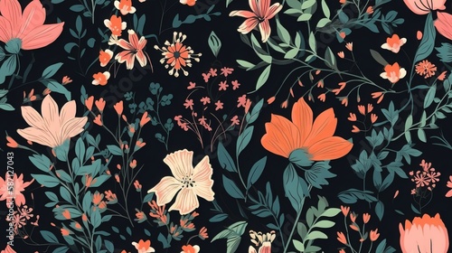 Seamless Floral Pattern with Dainty Flowers and Bold Blossoms 