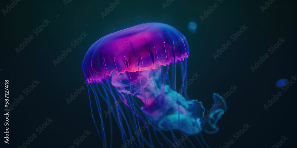 Amazing photography of a neon and fluorescent jellyfish