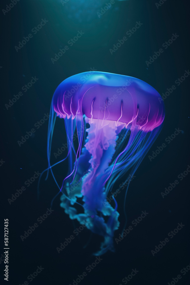 Amazing photography of a neon and fluorescent jellyfish