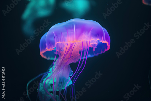 Amazing photography of a neon and fluorescent jellyfish