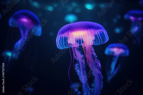 Amazing photography of a neon and fluorescent jellyfish