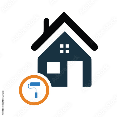house, home, painting , brush, roll brush, painting brush , house painting icon