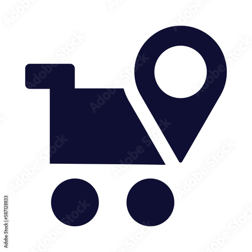 cart, cart location, pin, cart location, online cart location icon