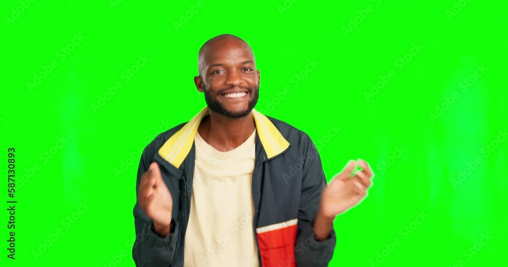 Video Stock Black man, dancing on green screen and music, happy dancer