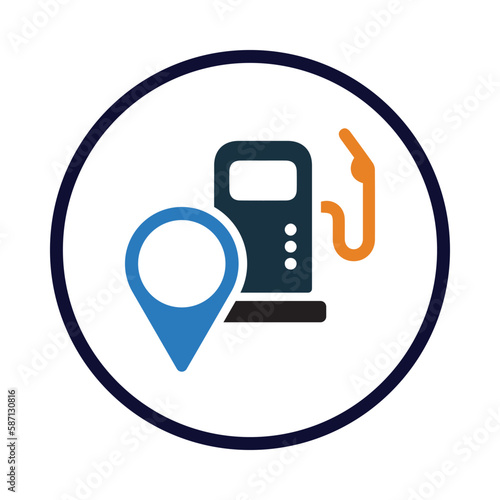 location, pin, gas station, petrol station, fuel station location icon