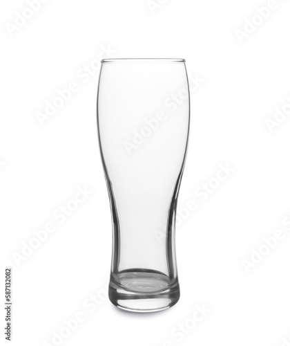 Elegant clean empty beer glass isolated on white