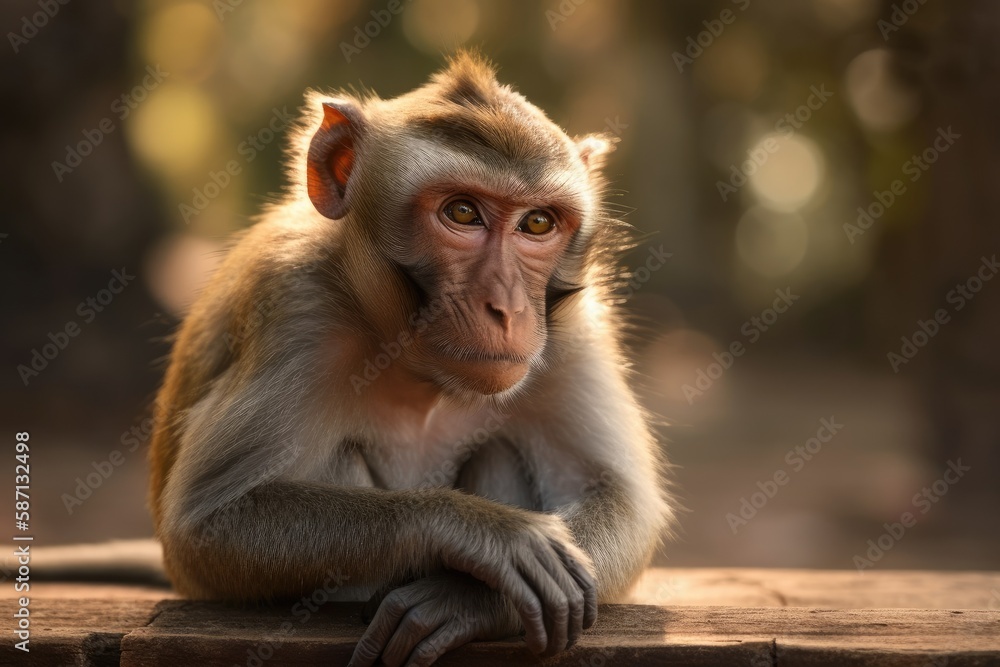 Fototapeta premium Macaque monkey. Generative AI