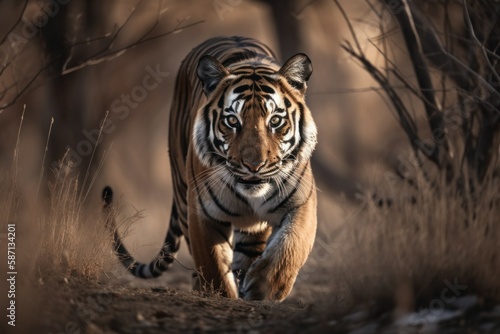 Beautiful and dangerous tiger in nature. AI generated  human enhanced