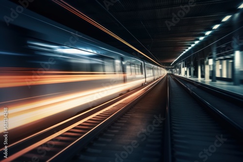 Fast futuristic train. Motion blur. AI generated, human enhanced © top images