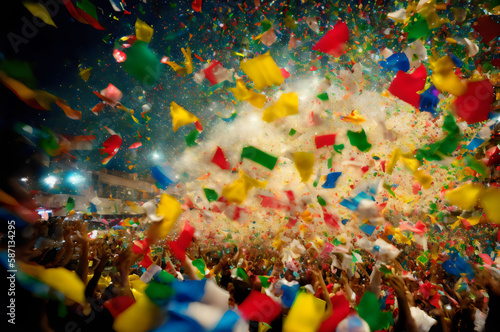 confetti is thrown into the air at a party - Generative AI