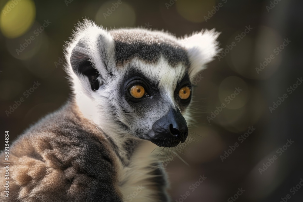 Close up of a ring tailed lemur. Generative AI Close up of a ring tailed lemur. Generative AI
