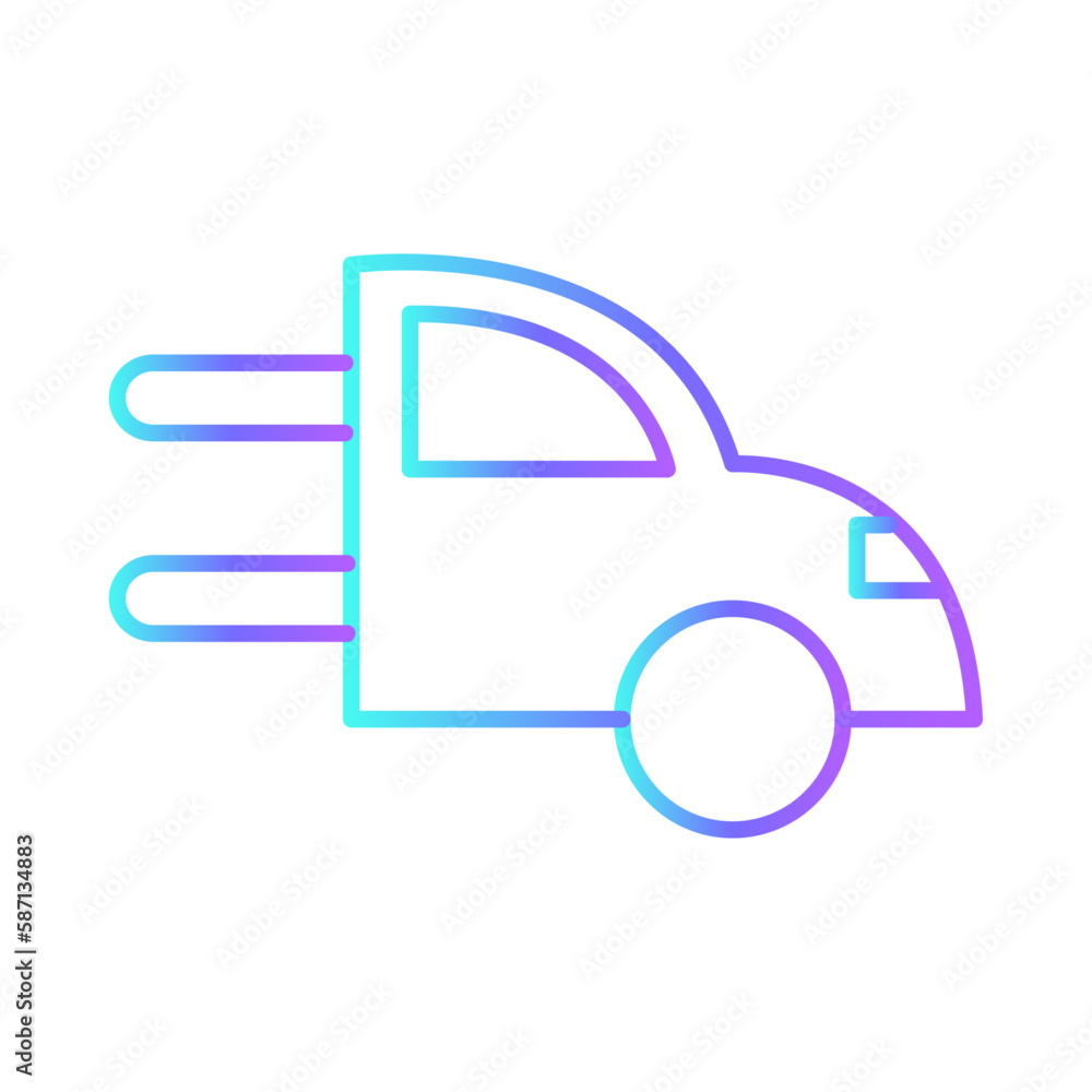 Car electric eco-friendly icon with purple blue outline style. eco, green, ecology, environment, energy, nature, recycle. Vector illustration Car electric eco-friendly icon with purple blue outline style. eco, green, ecology, environment, energy, nature, recycle. Vector illustration