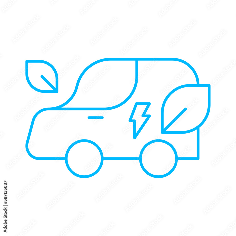 Car electric eco-friendly icon with blue outline style. money, atm, icon, finance, vector, business, card. Vector illustration Car electric eco-friendly icon with blue outline style. money, atm, icon, finance, vector, business, card. Vector illustration