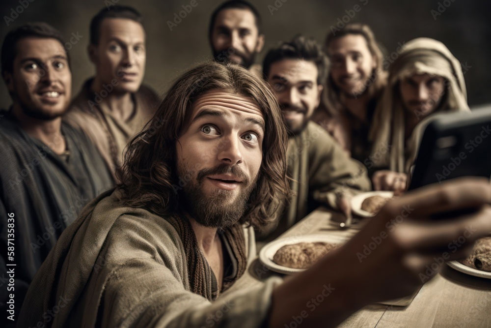 The Last Selfie Of Jesus Christ With A Smartphone At The Last Supper the-last-selfie-of-jesus-christ-with-a-smartphone-at-the-last-supper