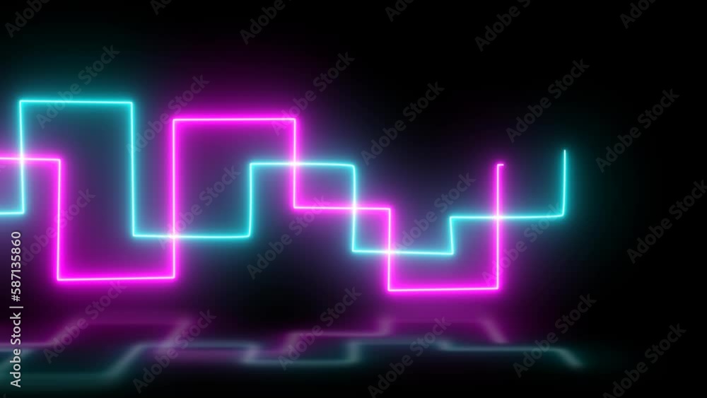 blue tosca and pink glowing neon sign background. wavy laser motion animation in square shape. 4k videos blue tosca and pink glowing neon sign background. wavy laser motion animation in square shape. 4k videos