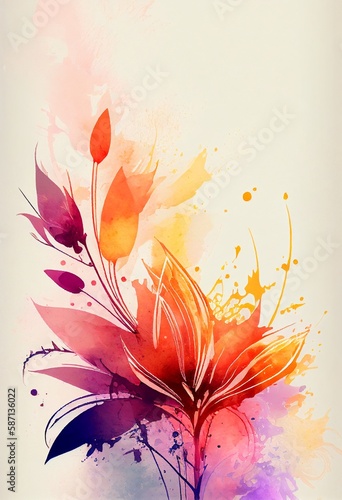 Flower watercolor art background. Wallpaper design,Generative AI