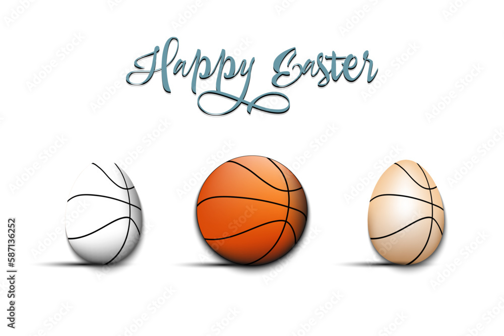 Happy Easter. Eggs shaped basketball balls