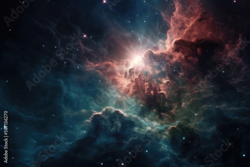 vibrant and dreamy sky filled with fluffy clouds in a colorful space. Generative AI