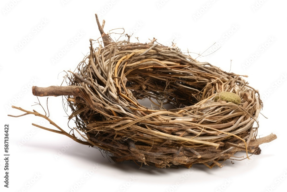 Obraz premium birds nest on a white background. Generative AI