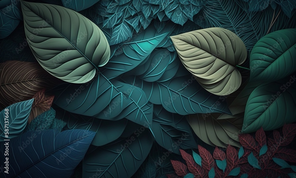 colorful leaves abstract background. Generative AI colorful leaves abstract background. Generative AI